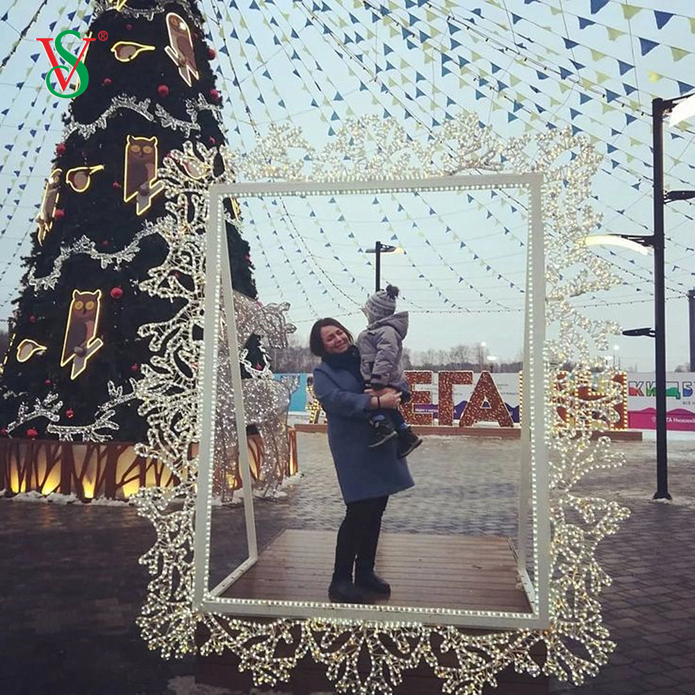 크리스마스 사진 촬영을위한 크리스마스 사진 프레임을 밝히십시오