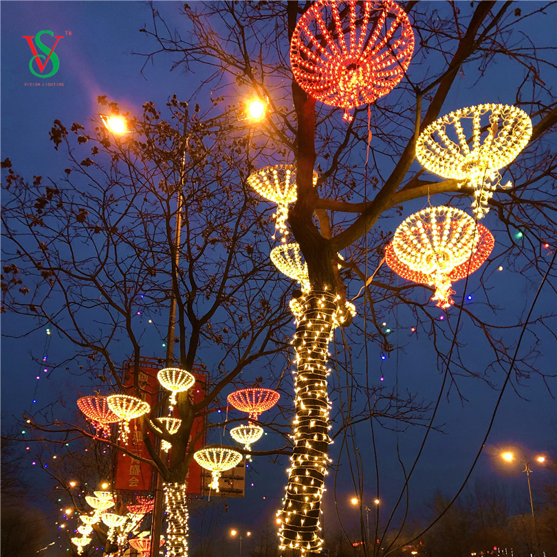 애니메이션 크리스마스 거리 장식 조명 LED 사쿠라 우산 모티브 라이트 