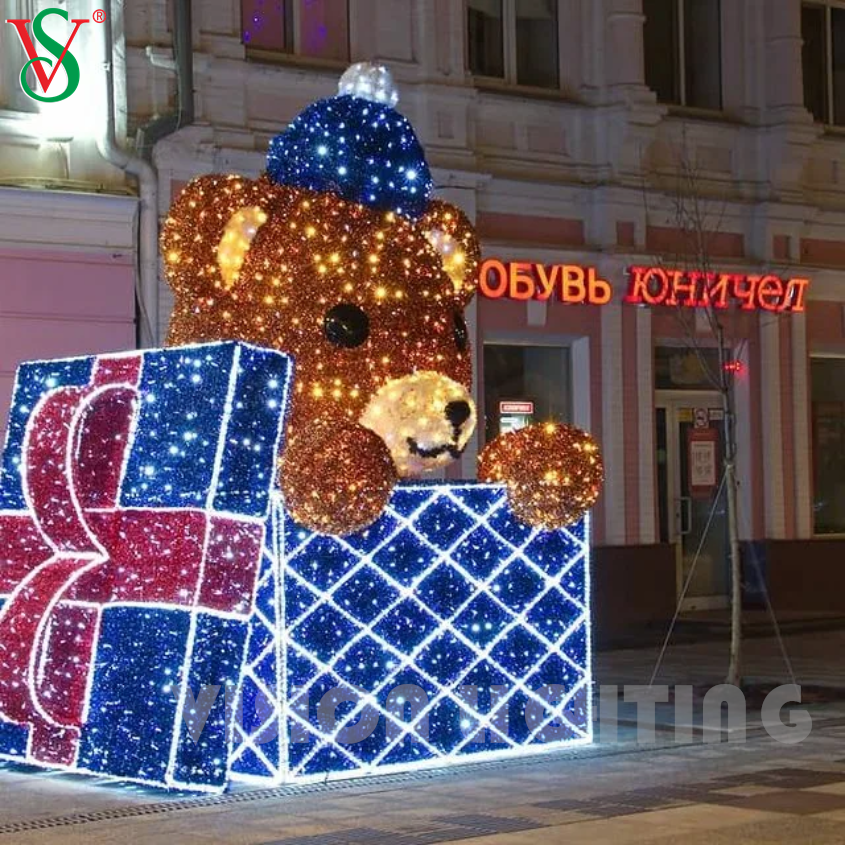 야외 크리스마스 장식을위한 LED BEAR LIGHT GIANT 3D TEDDY BEAR MOTIF LIGHTS