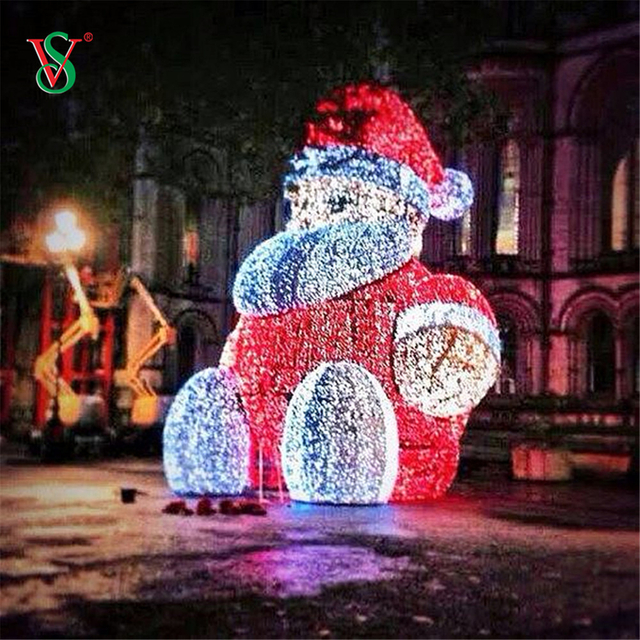 크리스마스 휴가를위한 산타 클로스 모티프 조명 야외 3D 스키
