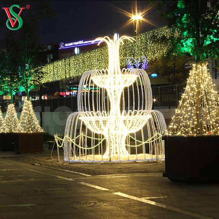 야외 조경 장식을위한 3D LED 조명 분수 모티프 조각