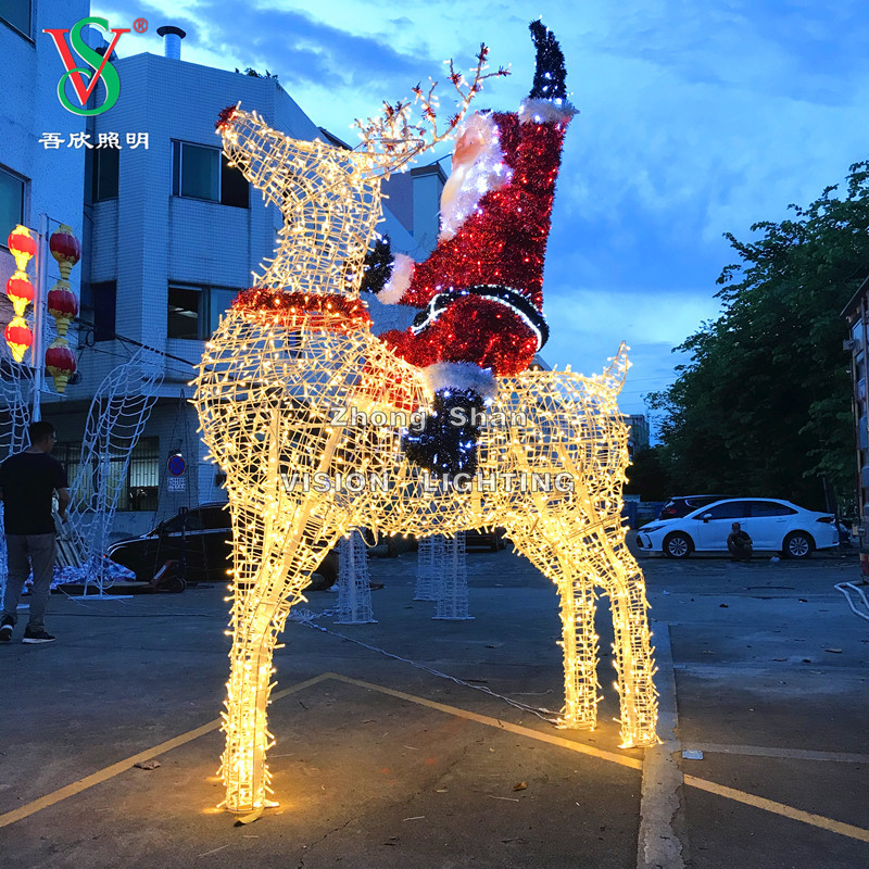 홀리데이 쇼핑 센터 크리스마스 야외 장식 LED 순록 모티프 조명