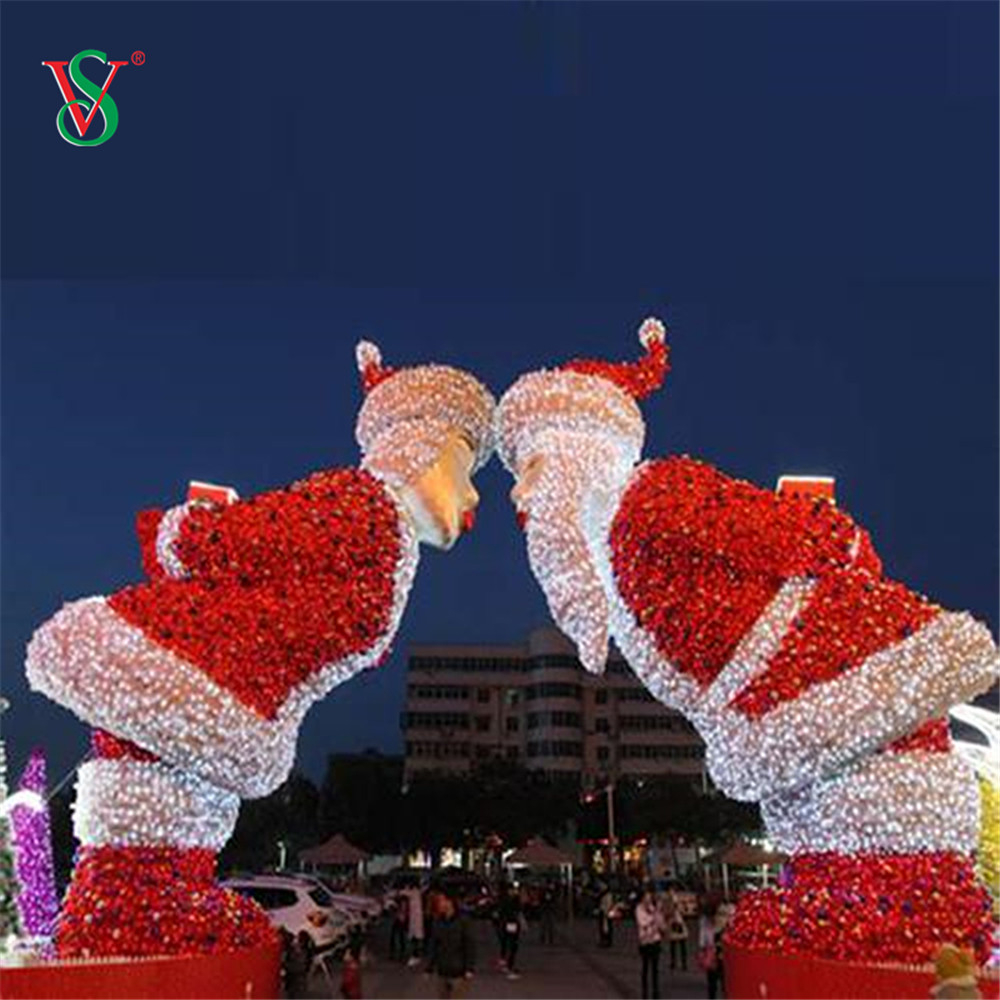 크리스마스 휴가를위한 산타 클로스 모티프 조명 야외 3D 스키