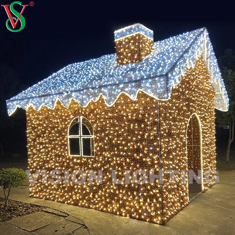 야외 크리스마스 3D 모티프 장식 조명 LED 조명 진저 브레드 하우스 모티프 라이트
