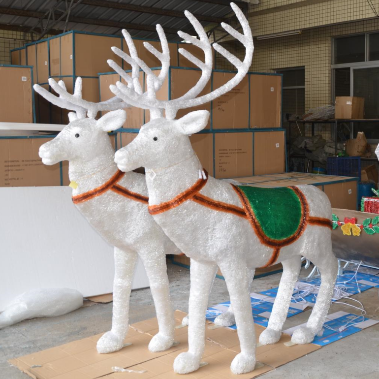 야외 가든 스트리트 모티프 아크릴 순록 썰매 장식 빛이있는 산타 클로스