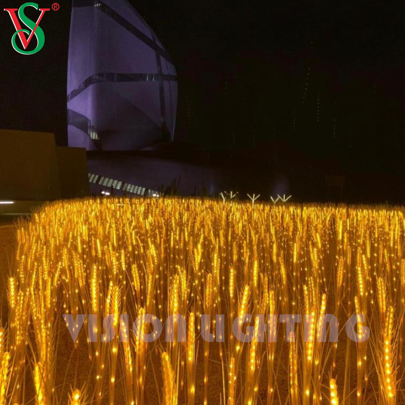 야외 정원 풍경 디스플레이 장식을위한 생명과 같은 밀 플라워 플랜트 조명